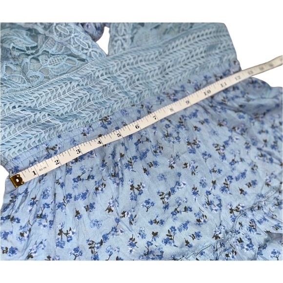 Floral Ditsy Crochet-Top Tiered Mini Dress - Picture 4 of 6